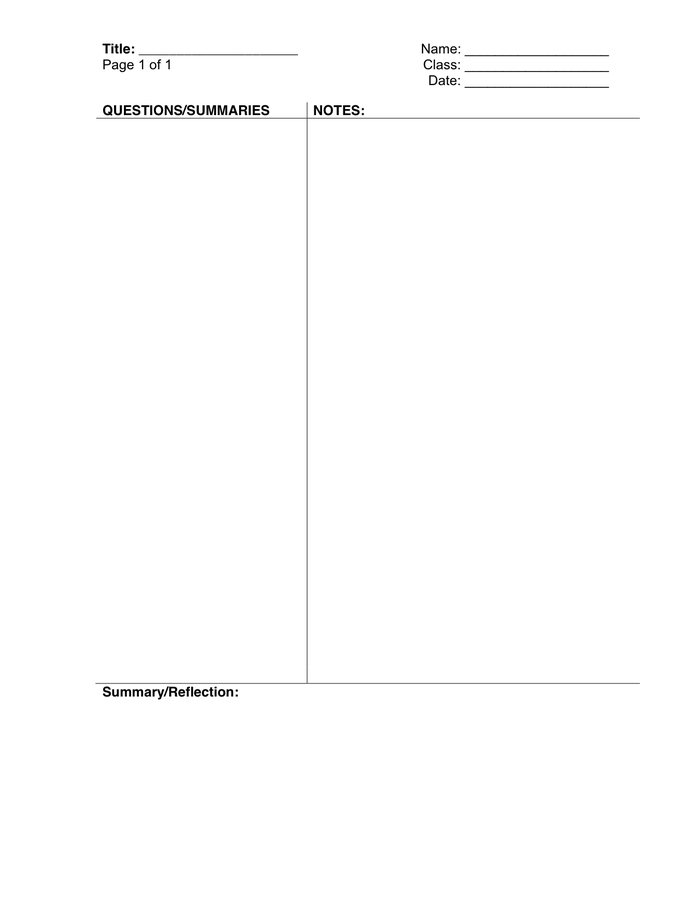 Cornell Notes Template Evernote Mac